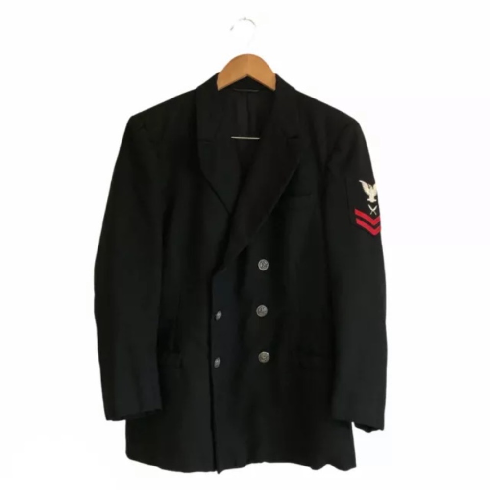 💰SOLD - VTG Navy USN PO2 Petty Officer Black Wool
